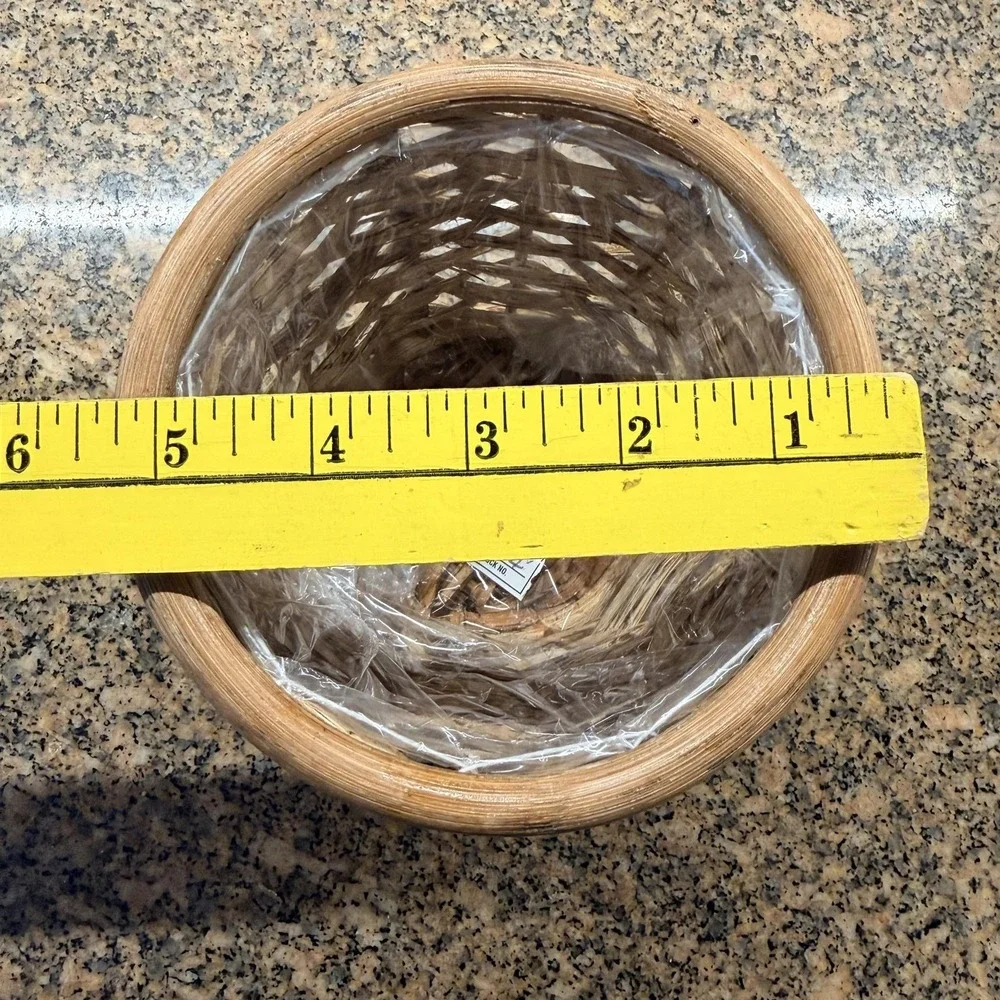 Small Braided Rattan Flower Pot Planter Basket Light Brown Philippines Decor